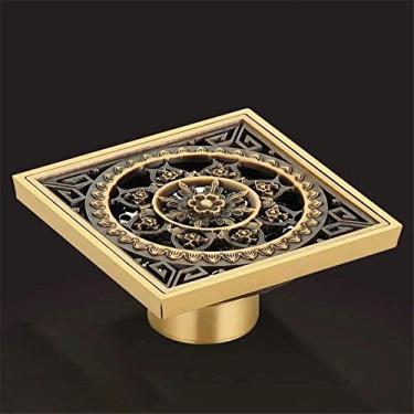 Imagem de Piso ralo chuveiro antigo quadrado com cobre dourado removível invisível anti-odor filtro padrão tampa Home Hotel acessórios de banheiro