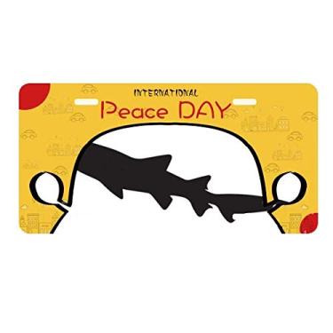 Imagem de DIYthinker Placa de licença com desenho de peixe Biologia Tubarão Preto Decoração de Carro Dia da Paz