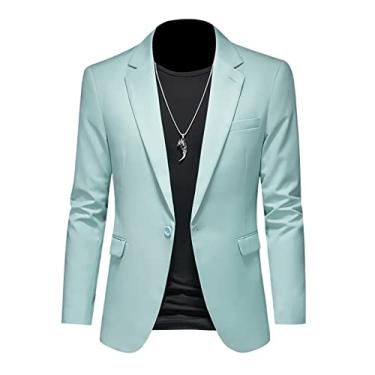 Imagem de Jaqueta Blazer Masculina, 1 Botões Slim Fit Casaco Esportivo Plus Size Ternos de Negócios para Jantar, Formatura, Festa, I, 6GG (200