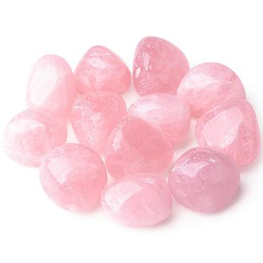 Imagem de DUQGUHO Quartzo rosa polido cristais caídos em massa irregular natural cura cristal conjunto de pedras aquário cascalho pedras polidas vaso enchimento tanque de peixes cascalho pedras decorativas 0,20 kg