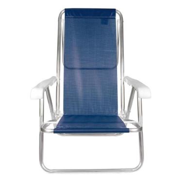 Imagem de Cadeira Praia Alumínio Reclinável 8 Posições Mor 2267 Azul