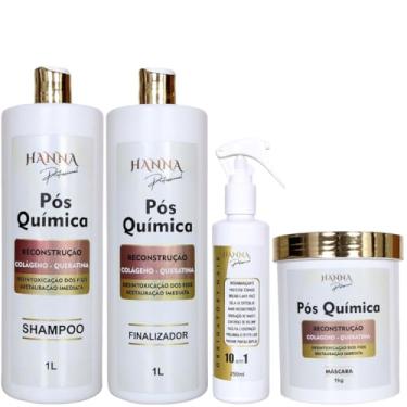 Imagem de Kit Profissional Pos Quimica Hidratação Para Cabelos Danificados Hanna Professional 1L (4 Itens)