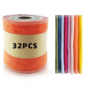 Imagem de Minasuki papel higiênico reutilizável - flanela de algodão toalhas de bidé reutilizáveis, absorvente lavável papel toalhas rolo, 32 pcs lavável & pano re-enrolável lenços de papel higiênico