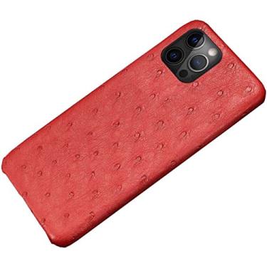 Imagem de MURVE Capa de couro de avestruz para Apple iPhone 14 Pro Max Case 2022, meio pacote à prova de choque capa de telefone traseira de luxo [protetor de tela] (cor: vermelho)