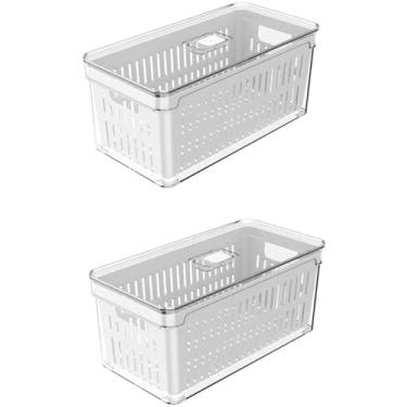 Imagem de OU OF350NT, Organizador de Geladeira com Escorredor Interno, 5 L - Caixa Plástica para Legumes, Saladas