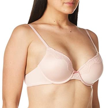 Imagem de Maidenform Sutiã feminino Comfort Devotion com cobertura total com aro, Rosa pálido transparente/malva profundo, 40D