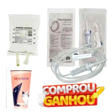 Imagem de KIT FLUIDOTERAPIA COM 5 RINGER LACTATO 250ML + 5 EQUIPO + 5 AGULHAS 40X12 + COPO PROMOCIONAL UNIPET