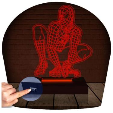 Imagem de Luminária Led Abajur  3D  Homem Aranha Marvel Heroi 4 - Rb Criações