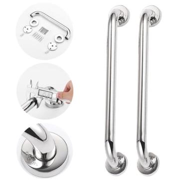 Imagem de Kit 2 Barra Alça De Apoio Corrimão Segurança Banheiro Idoso Deficiente 60cm Inox Não En...