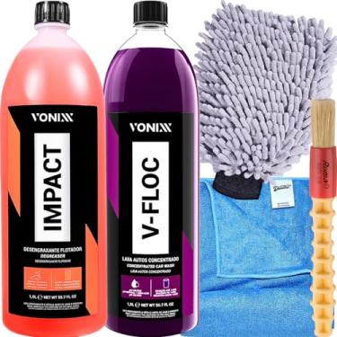 Imagem de Kit Para Lavar Moto Shampoo V-floc Limpa Motor Impact Vonixx
