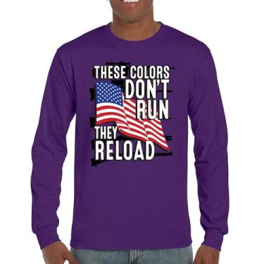 Imagem de Camiseta de manga comprida These Colors Don't Run They Reload 2nd Amendment 2A Don't Tread on Me Second Right Bandeira Americana, Roxa, G