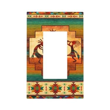Imagem de Retro Kokopelli Dancer 1 Gang Rocker/Decor Outlet Interruptor de Luz Placa de Parede Placa Frontal Decorativa Sudoeste Nativo Americano Kokopelli Banheiro Casa Sala de Estar Quarto Decorar 12,7 cm x 3