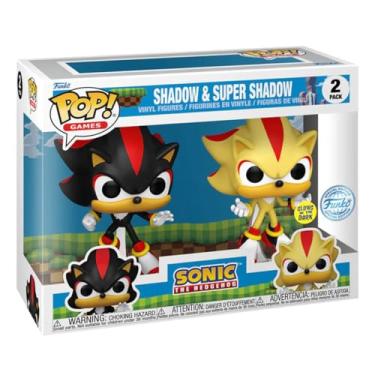 Imagem de Funko Pop Games Sonic The Hedgehog Shadow & Super Shadow Glow in The Dark 2 Pack Exclusive