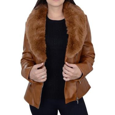 Imagem de Jaqueta Feminina Facinelli By Mooncity Peluciada Marrom Café - 640428-Feminino