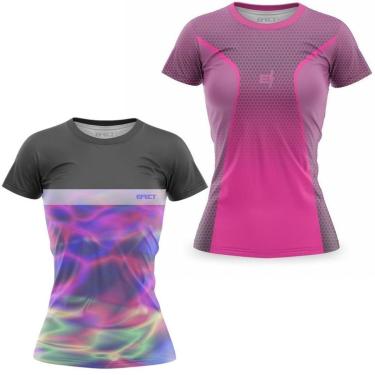 Imagem de Kit 2 Blusa Feminina Academia Estampa Degradê Fit-Feminino