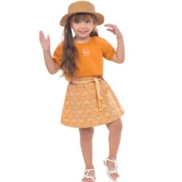 Imagem de Conjunto Infantil Verão Blusa e Saia Com Short Lazie 2 peças Tam 2 a 8 - Angerô-Feminino