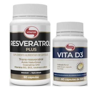 Imagem de Kit 1 Resveratrol Plus 60 Cps + 1 Vitamina D3 60 Cps Vitafor