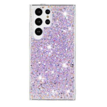 Imagem de Capa para samsung galaxy s23 ultra s24 ultra a23 a25 a14 a15 a04s a05s a34 a35 a54 a55 brilhante glitter capa traseira, roxo, para s23