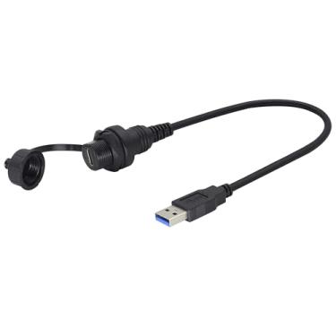 Imagem de zdyCGTime Cabo de montagem embutida de carro pequeno tipo C 3.0 fêmea para USB 3.0 A macho USB A para USB tipo C cabo de extensão de montagem em painel impermeável, para carro, barco, caminhão, iate,