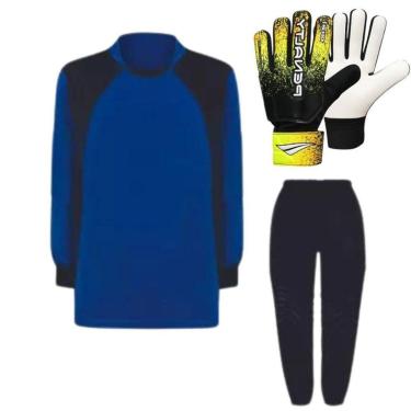 Imagem de Kit de Goleiro Infantil Camisa + Calça Acolchoada + Luva-Unissex