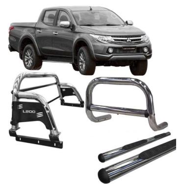 Imagem de Kit Quebra Mato Estribo Oval Santo Antônio 020 L200 Cromado - HOZZ