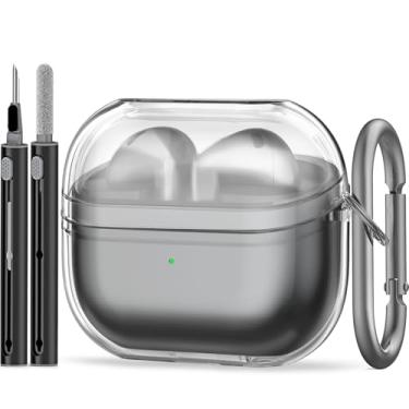 Imagem de Capa para Samsung Galaxy Buds 3/Galaxy Buds 3 Pro com kit de limpeza, capa protetora de silicone macio para Galaxy Buds 3 Pro 2024, acessórios para Galaxy Buds 3 com chaveiro (preto transparente)