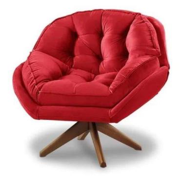Imagem de Poltrona Decorativa Califórnia Giratória Suede Vermelho - Fm - Fina Mo
