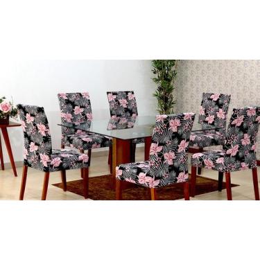 Imagem de Capas De Cadeira 04 Lugares Floral - deccoralle, Rosa