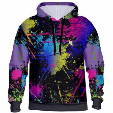 Imagem de Moletom Blusa De Frio Feminina Masculina 3D Tintas Full Flanelado Com 