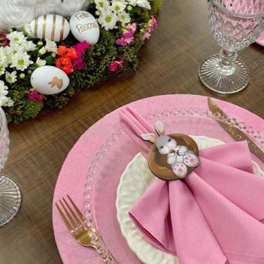 Imagem de Kit Sousplat Completo Jacquard Medalhão Páscoa Com Guardanapos e Pg - 