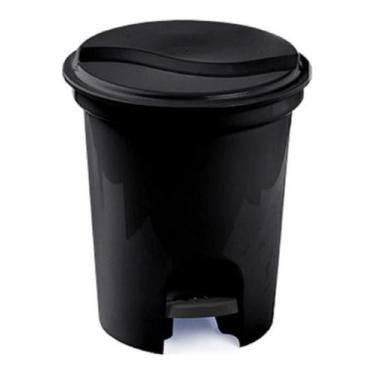 Imagem de Lixeira Com Pedal 13 Litros Redonda Preto Plasvale