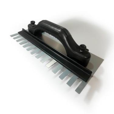 Imagem de Desempenadeira Dentada Argamassa Pedreiro Aço Inoxidável 27, 35, 43x12cm C/Regulagem Timoteo Profissional Kit