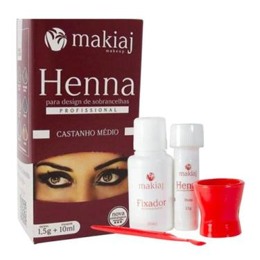 Imagem de Henna P/ Design Sobrancelha Castanho Médio C/ Dappen Makiaj - MAKIAJ M