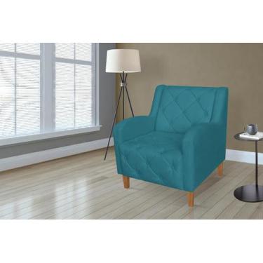 Imagem de Poltrona Decorativa Com Capitone Para Quarto Munique Suede Azul Turque