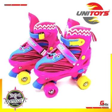 Imagem de Patins Infantil Roller Quad 4 Rodas Rosa 30-33 Unitoys, 30-33