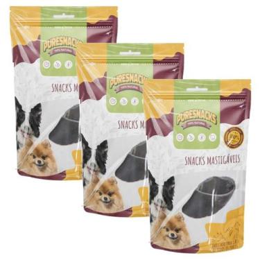 Imagem de Kit 3 Petisco Casco Bovino Snacks 100% Natural Puresnacks