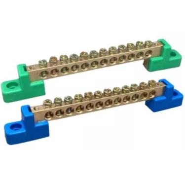 Imagem de Kit barramento 1 neutro e 1 terra 80a 12 furos parafuso - Sibratec