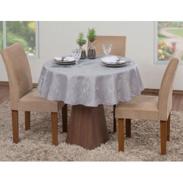 Imagem de Toalha De Mesa Luxo Redonda Sala Jantar Jacquard 4 Lugares - Actual De