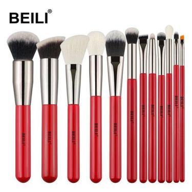 Imagem de Kit Pincéis de maquiagem BEILI Profissional Cabelo Natural 12 PÇS - El