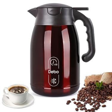 Imagem de Garrafa Térmica 2 l - jarra de café em aço inoxidável com tampa por pressão, ideal para líquidos quentes, 2 litros, vermelha.