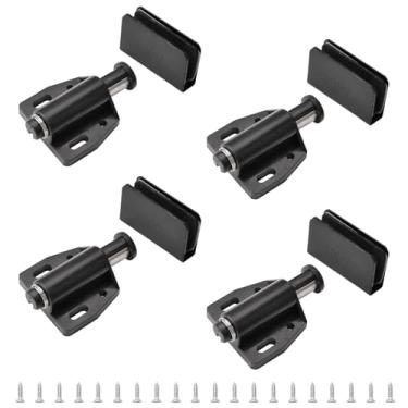 Imagem de UFURMATE Fechos magnéticos de porta de vidro, 4 conjuntos de travas magnéticas de toque de porta de vidro abertas com braçadeira de armário ajustável, adequado para porta de vidro de balanço livre de
