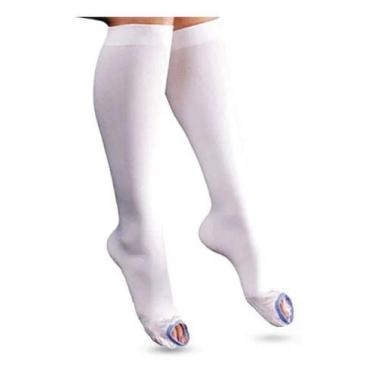 Imagem de Meia Antitrombo 3/4 Aes Ad 18Mmhg -Pé Aberto Branca Venosan, G