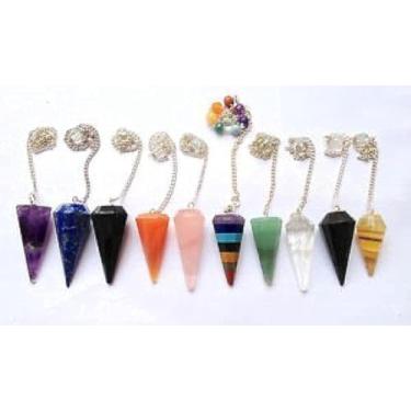 Imagem de CRYSTALMIRACLE Lindo lote de sete pingentes de cone de pedra preciosa Reiki Presente Wellness Energia Dowsing Metaphysical Cristal Curador Feng Shui Meditação Sucesso Chakra Balanceamento Poderoso Espiritual