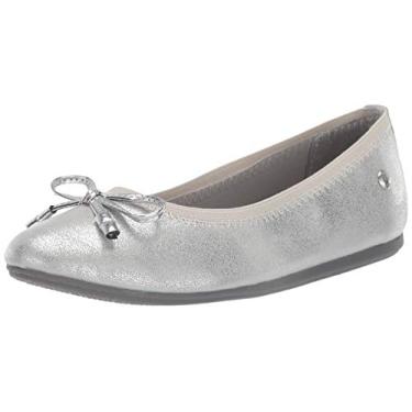 Imagem de Hush Puppies Sapatilha unissex infantil Josie Ballet, Prata, 2 Wide Little Kid