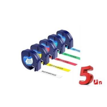Imagem de 5x Fita Plástica Rotuladora Dymo Letratag 4m X 12mm - Latratag