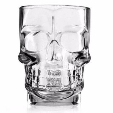 Imagem de Copo Caneca Cabeça Caveira Crânio Drink Chopp Vidro 510 Ml - Class Hom