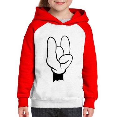 Imagem de Moletom Infantil Rock Hand - Foca na Moda, Branco, Vermelho, 14