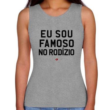 Imagem de Regata Feminina Eu sou famoso no Rodízio - Foca na Moda, Cinza, GG