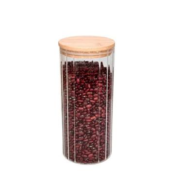 Imagem de Porta Mantimento Canelado com Tampa em Bambu 1,5L - Tout Decora