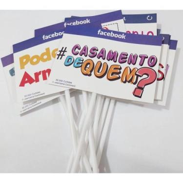 Imagem de Kit 10 Plaquinhas Placas CASAMENTO Redes Sociais Fotos Festa - Plena M